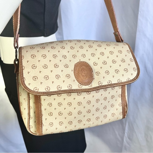 POLLINI LEATHER BROWN TAN BAG VINTAGE CROSSBODY BAG MEDIUM  BAG - Picture 4 of 16